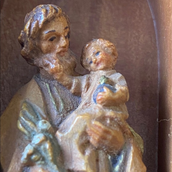 VTG Hand Carved/Italy Grotto Mary Joseph & Christ Child - Picture 8 of 10